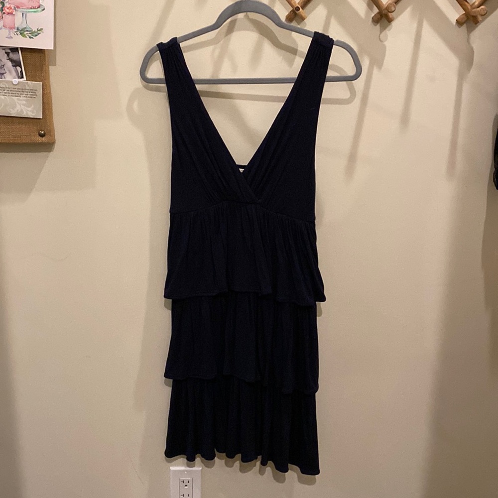 JCrew navy flowing tiered dress